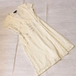 Connected White/Off White  Colored Lace Dress